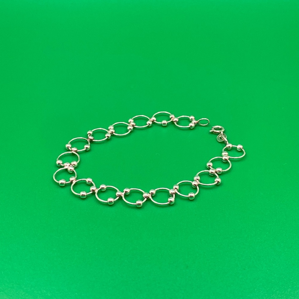 Articulating sterling silver beaded bracelet. - Picture 2 of 3